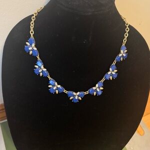 💙 J.Crew Blue Floral Statement Necklace | 18” + Extender